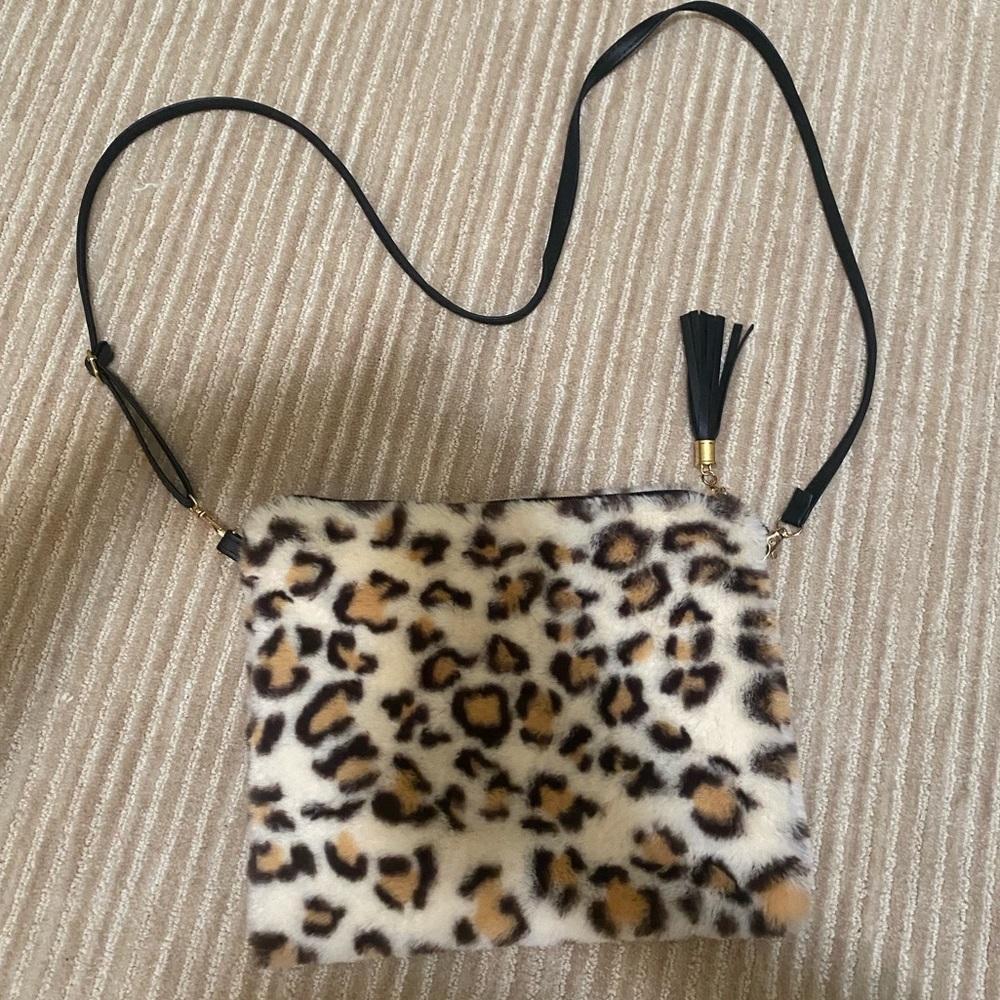 Faux fur animal print bag